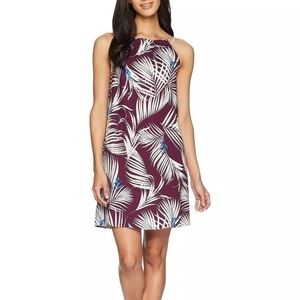 Tavik Purple and White Mini Dress with Tropical Print